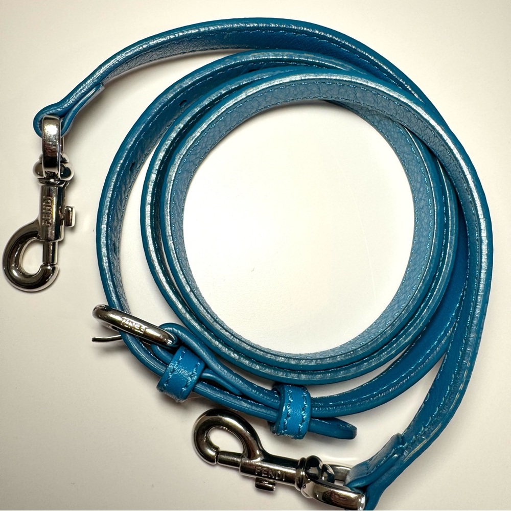 Fendi 3Jours Mini Blue Leather Top Handle Bag W Silver Accent & Crossbody Strap - Picture 5 of 16